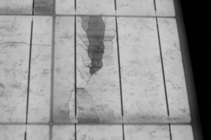 EL Aufnahme mit gut erkennbaren Zellbruch